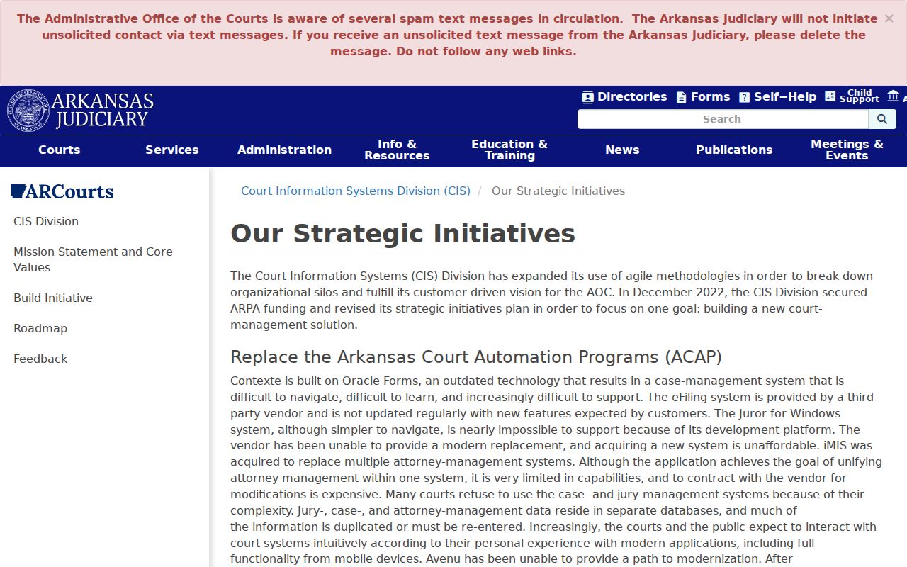 Searcy County criminal docket judiciary technology initiatives