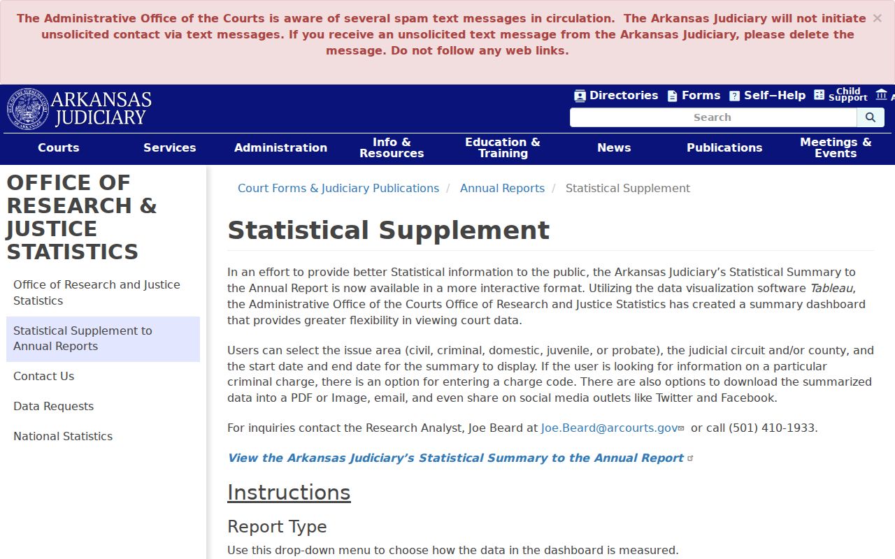 Statistics dashboard source for Searcy County traffic court records