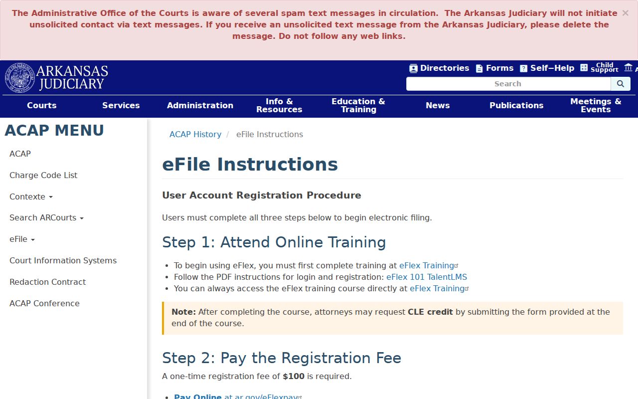 eFlex filing source related to Searcy County traffic court records